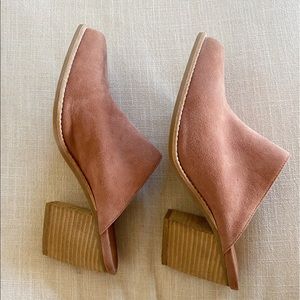 Jeffrey Campbell favela 2 dark pink suede mules clogs, size 9 pre owned